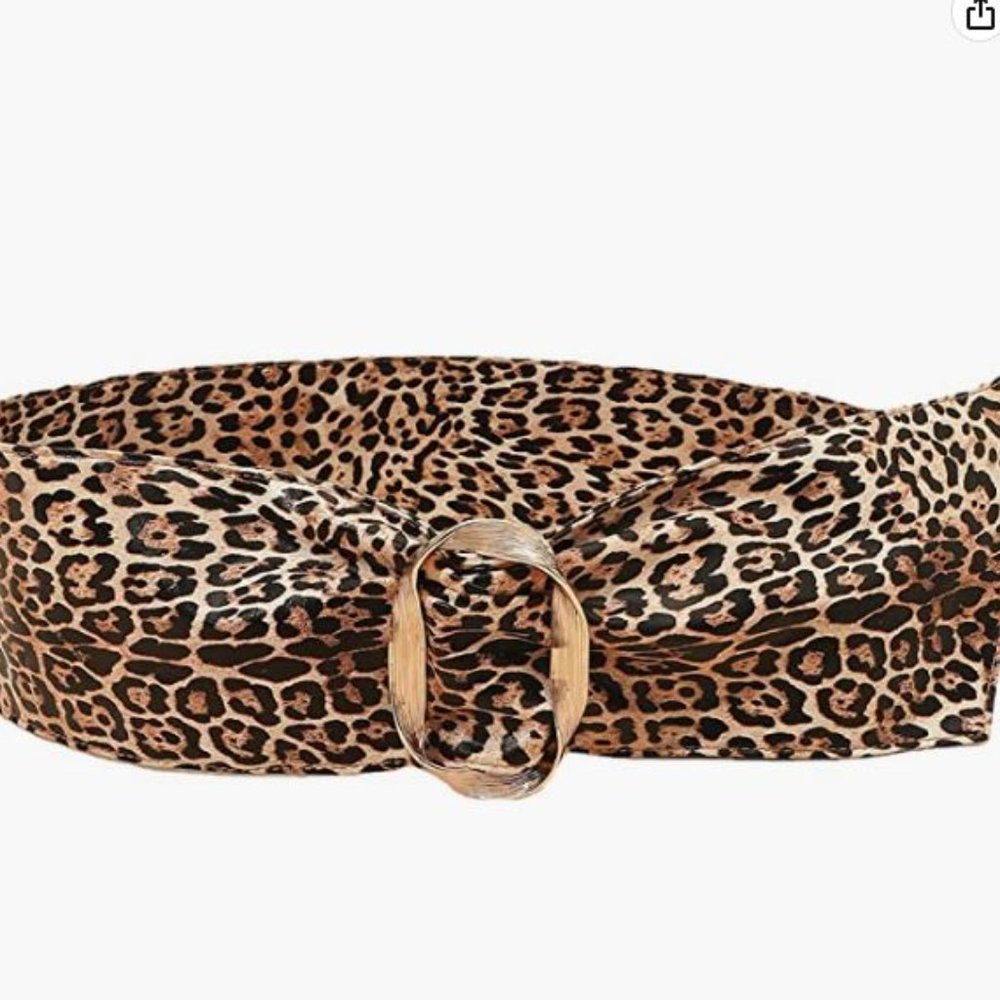 Womens Leopard Print Wide Cinch Belt Fashion PU Leather Cinch Waistband …
